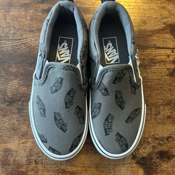 Vans Kids Black and Gray Slip-On Sneakers - Picture 1 of 4